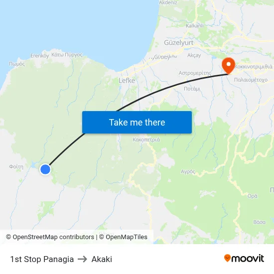 1st Stop Panagia to Akaki map