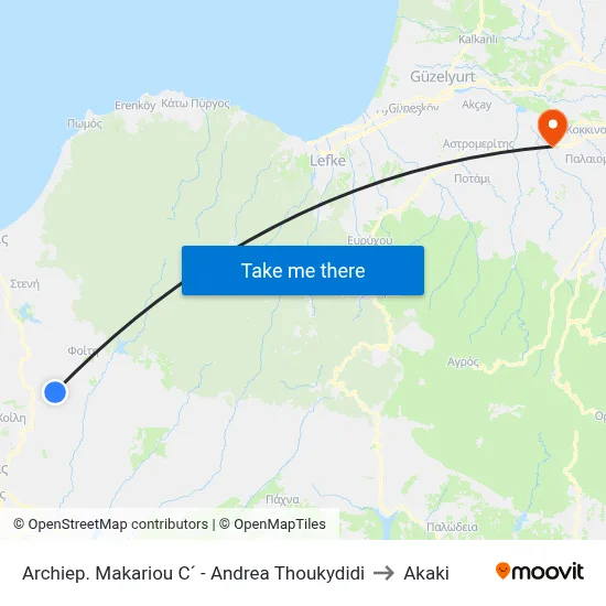 Archiep. Makariou C´ - Andrea Thoukydidi to Akaki map