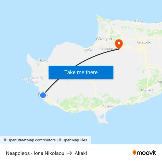Neapoleos - Iona Nikolaou to Akaki map