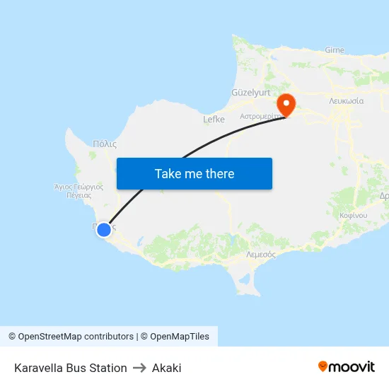 Karavella Bus Station to Akaki map