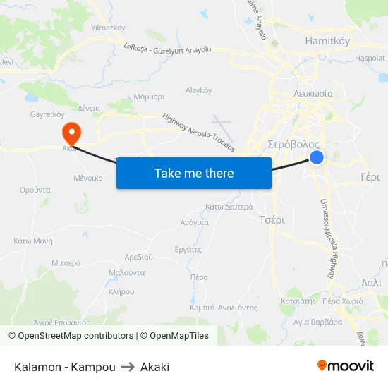 Kalamon - Kampou to Akaki map