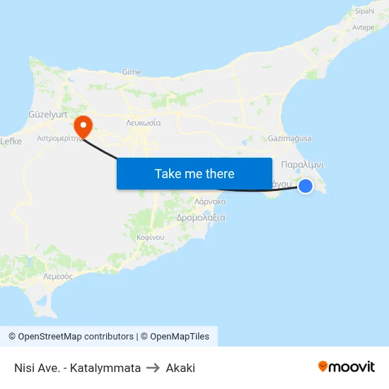 Nisi Avenue - Katalymmata to Akaki map