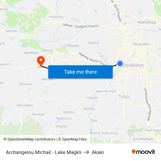 Archangel Michael - Lake Magkli to Akaki map