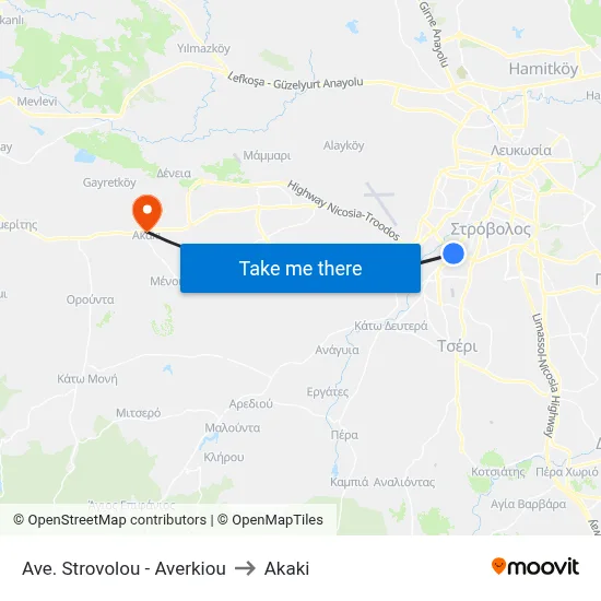 Strovolou Avenue - Averkiou to Akaki map