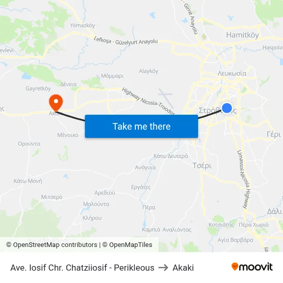 Iosif Chr. Chatziiosif Ave. - Pericles to Akaki map