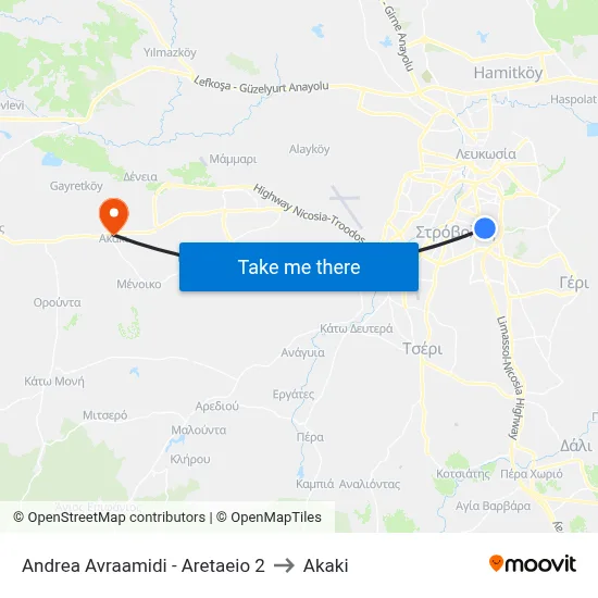 Andrea Avraamidi - Aretaeio 2 to Akaki map