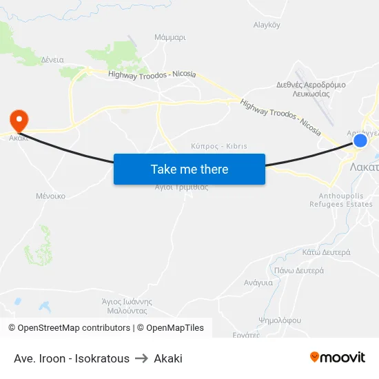 Heroes Avenue - Isokratous to Akaki map