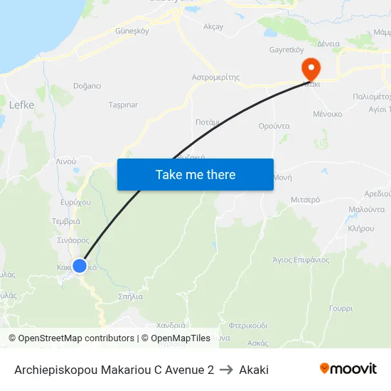 Archbishop Makarios III Avenue 2 to Akaki map