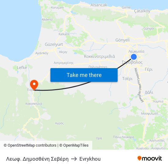 Λεωφ. Δημοσθένη Σεβέρη to Evrykhou map