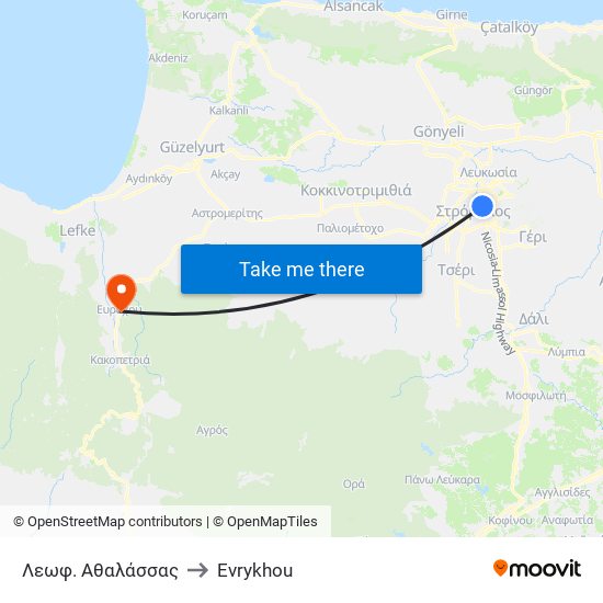 Λεωφ. Αθαλάσσας to Evrykhou map