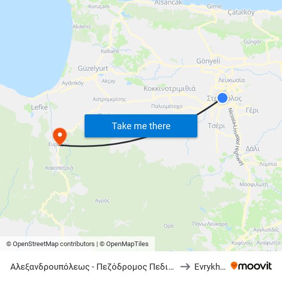 Αλεξανδρουπόλεως to Evrykhou map