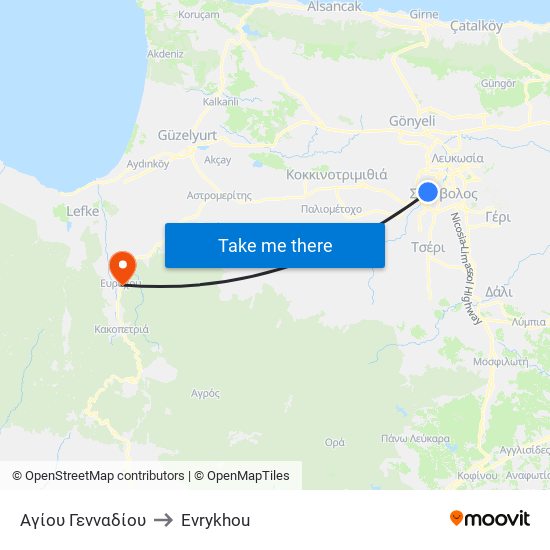 Αγίου Γενναδίου to Evrykhou map