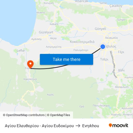 Αγίου Ελευθερίου to Evrykhou map