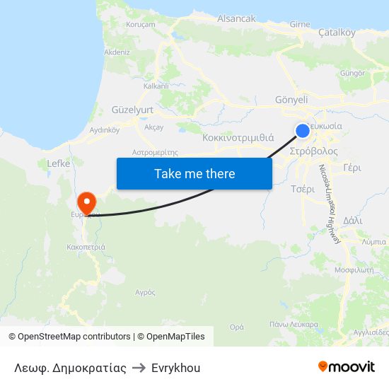Λεωφ. Δημοκρατίας to Evrykhou map