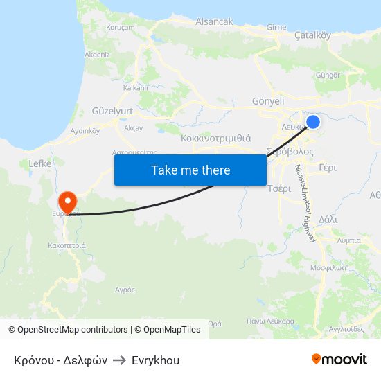 Κρόνου to Evrykhou map