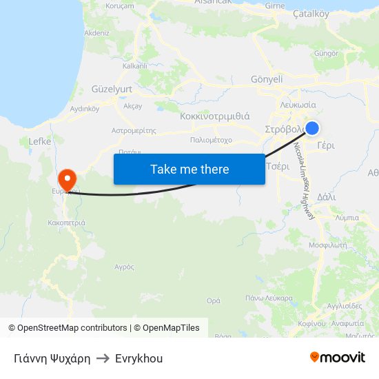 Γιάννη Ψυχάρη to Evrykhou map
