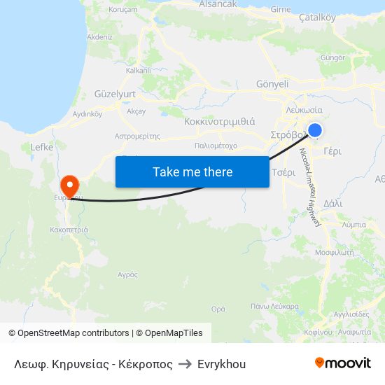 Λεωφ. Κηρυνείας to Evrykhou map