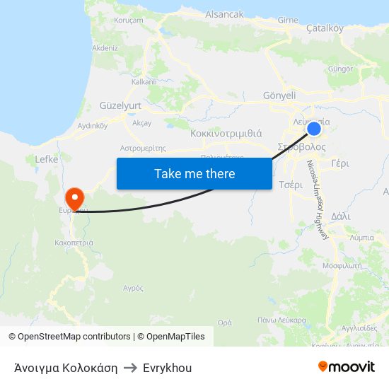 Άνοιγμα Κολοκάση to Evrykhou map