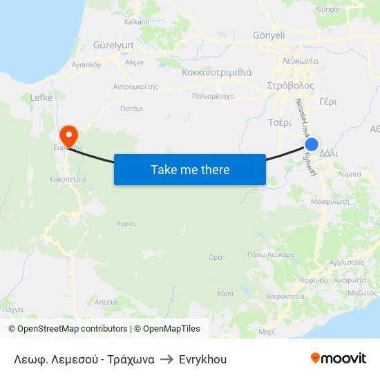Λεωφ. Λεμεσού - Τράχωνα to Evrykhou map