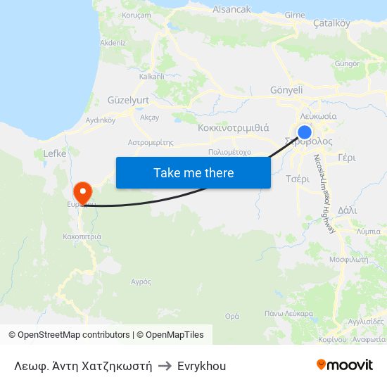 Λεωφ. Άντη Χατζηκωστή to Evrykhou map