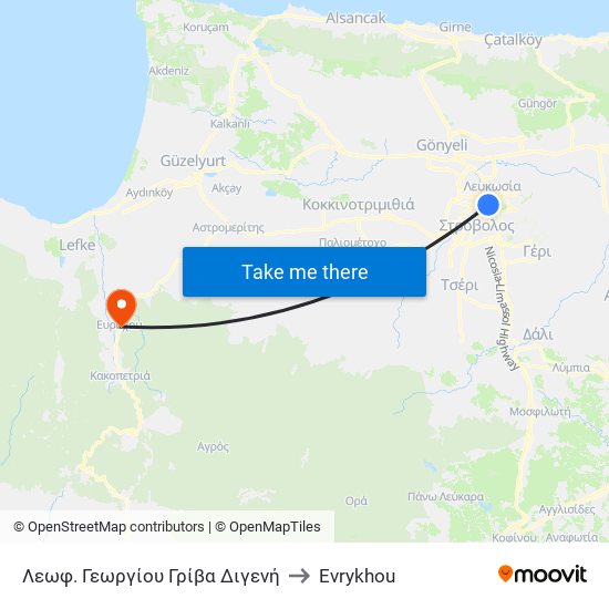 Λεωφ. Γεωργίου Γρίβα Διγενή to Evrykhou map