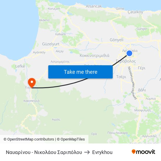 Ναυαρίνου - Νικολάου Σαριπόλου to Evrykhou map