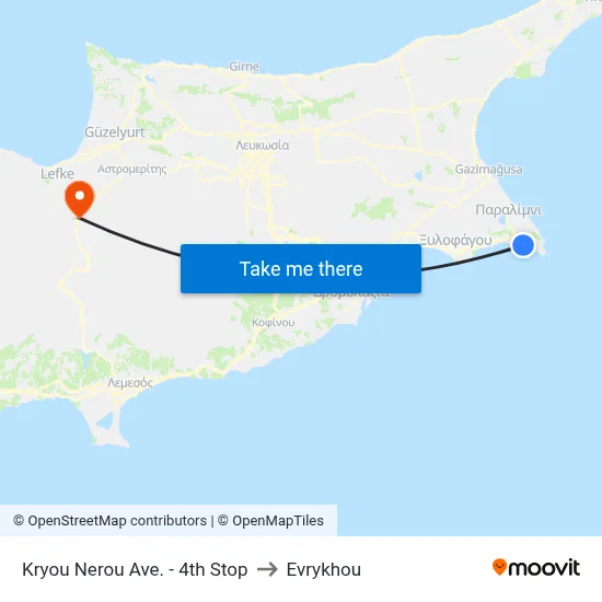 Kryou Nerou Ave. - 4th Stop to Evrykhou map