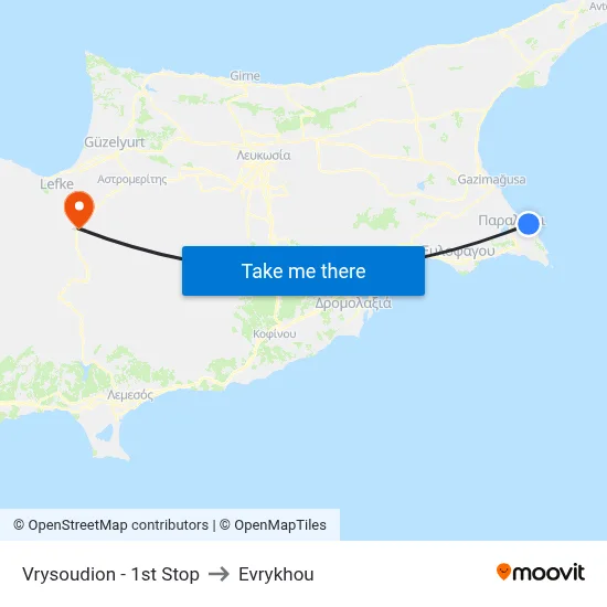 Vrysoudion - 1st Stop to Evrykhou map