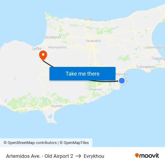 Artemidos Ave. - Old Airport 2 to Evrykhou map