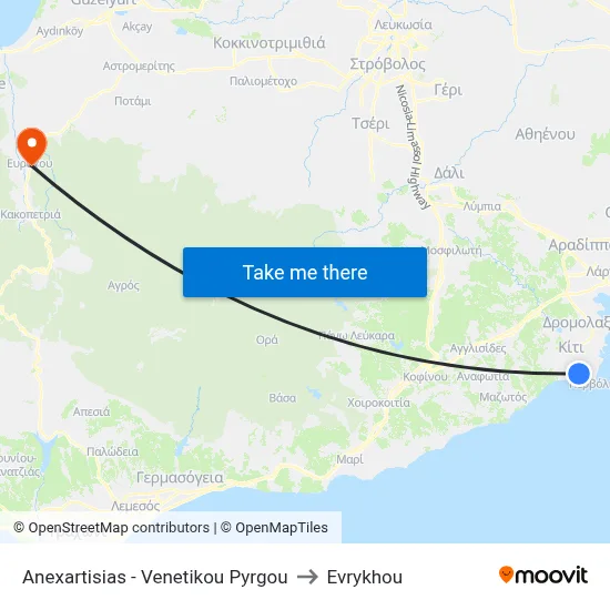 Independence - Venetian Tower to Evrykhou map