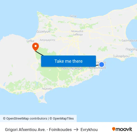 Grigori Afxentiou Ave. - Foinikoudes to Evrykhou map