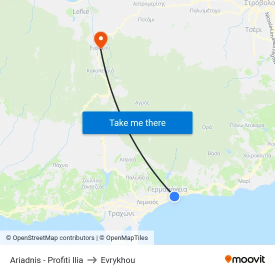 Ariadnis - Profiti Ilia to Evrykhou map