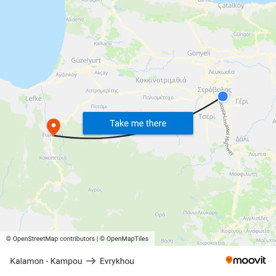 Kalamon - Kampou to Evrykhou map