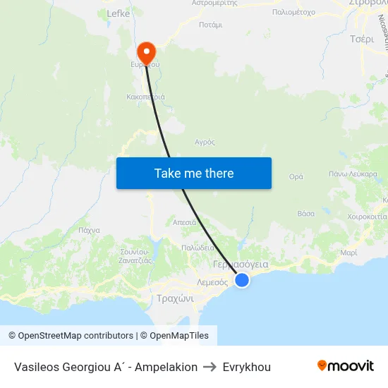 Vasileos Georgiou A - Ampelakion to Evrykhou map