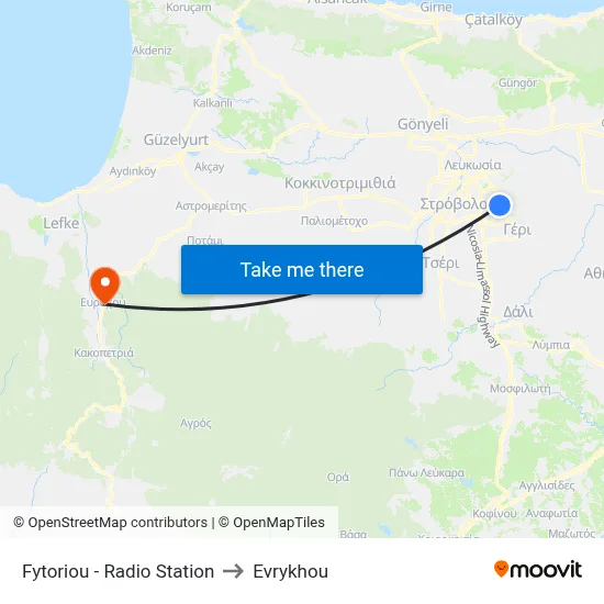 Fytoriou - Radio Station to Evrykhou map