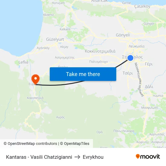 Kantaras - Vasili Chatzigianni to Evrykhou map