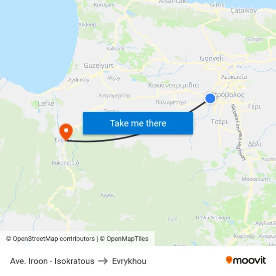 Heroes Avenue - Isokratous to Evrykhou map