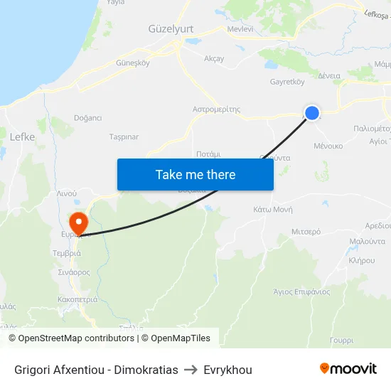 Grigori Afxentiou - Democracy to Evrykhou map