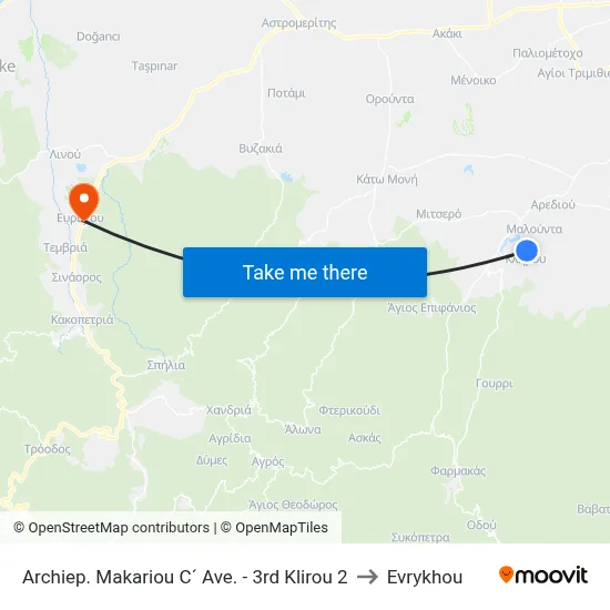 Archbishop Makarios III Ave. - 3rd Klirou 2 to Evrykhou map