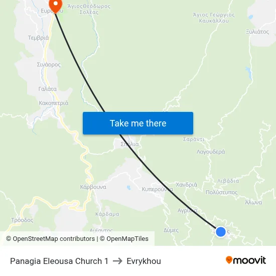Panagia Eleousa Church 1 to Evrykhou map