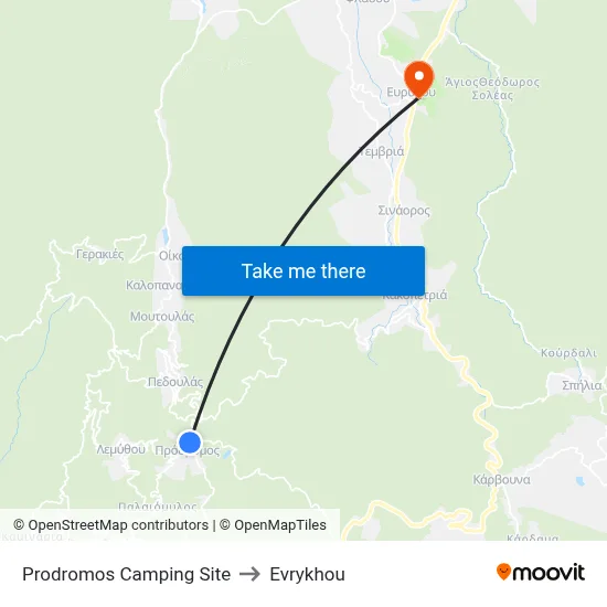 Prodromos Camping Site to Evrykhou map