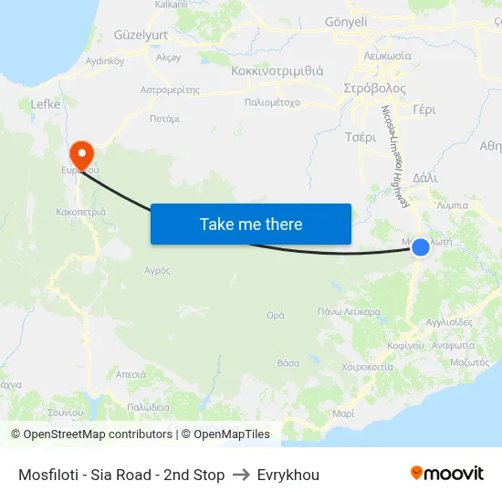 Mosfiloti - Sia Road - 2nd Stop to Evrykhou map