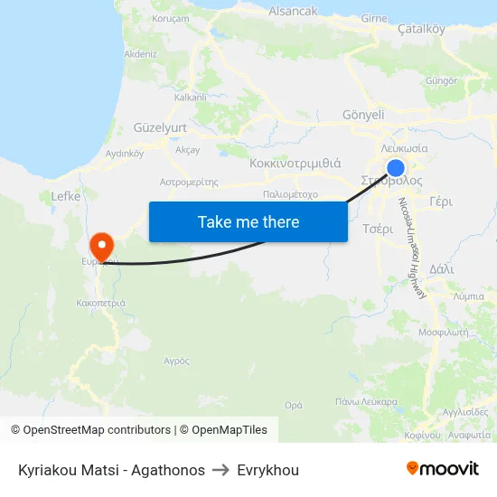 Kyriakou Matsi - Agathonos to Evrykhou map