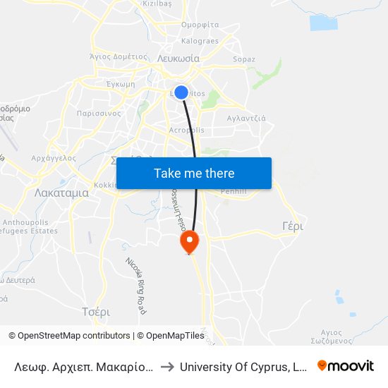 Λεωφ. Αρχιεπ. Μακαρίου Γ' - Νάξου to University Of Cyprus, Latsia Annex map