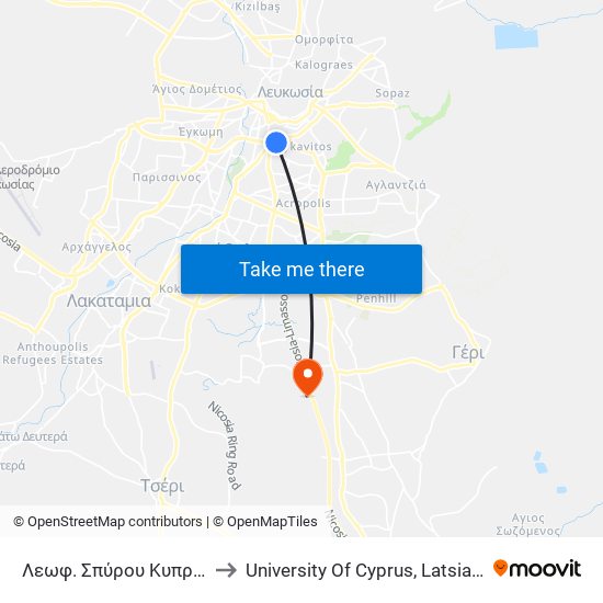 Λεωφ. Σπύρου Κυπριανού to University Of Cyprus, Latsia Annex map