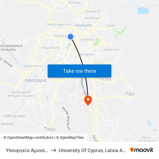 Προδρόμου to University Of Cyprus, Latsia Annex map