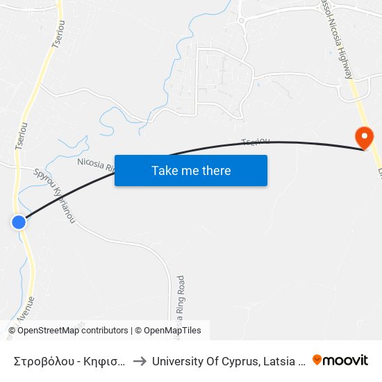 Στροβόλου - Κηφισίας 2 to University Of Cyprus, Latsia Annex map