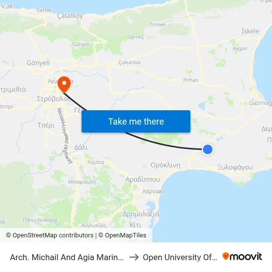 Arch. Michail And Ag. Marina Church to Open University of Cyprus map