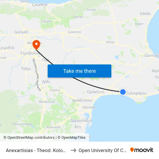 Independence - Theodoros Kolokotronis to Open University of Cyprus map