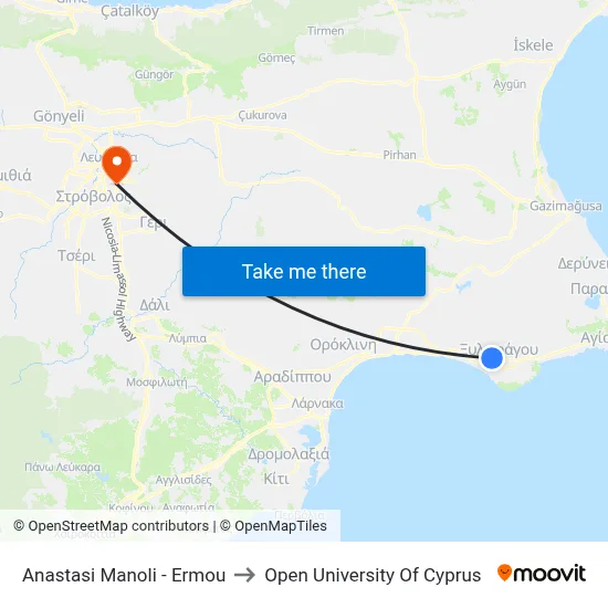 Anastasis Manolis - Hermes to Open University of Cyprus map